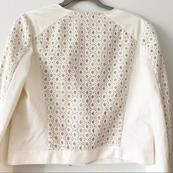 Club Monaco Quilted Lace Cream Jacket 4 - Picture 9 of 11